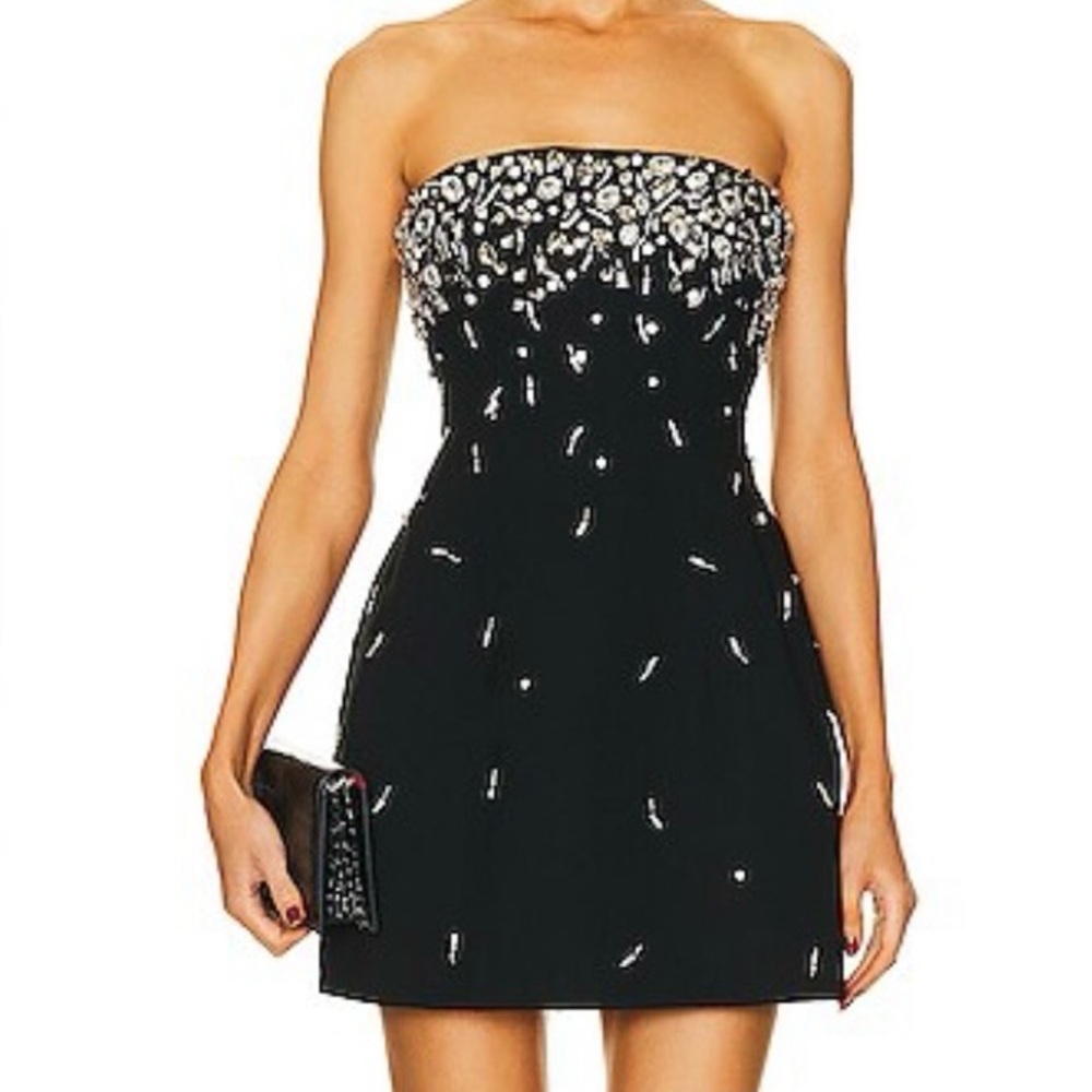 SIMKHAI Arta Bustier Mini Dress in Black NWT
